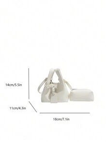 Fashionable Minimalist PU Leather Shoulder Tote Bag With Detachable Inner Pouch, Adjustable Strap, Versatile Women Handbag For Commute, Shopping, Makeup, Girlfriend/Valentine's Day Gift, Japanese Style