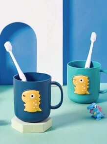 1 件可爱恐龙卡通牙刷架 - 创意浴室漱口杯和饮水杯，塑料家居浴室装饰夏季
