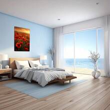 Poppies At Sunset Large Wooden Framed Wall Painting Artist Home Decoration Oil Painting - Bedroom, Bathroom, Living Room, Office, Kitchen, Christmas Gifts - 1 Piece