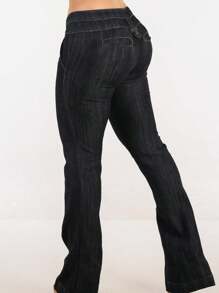 Dark Wash Low Rise Bootcut Jeans - Multicolor - View 4