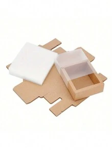 12 套牛皮纸礼品盒，带透明 PVC 套 - 矩形结实木质包装储物盒，适用于礼品、工艺品和派对礼品 | 展开尺寸：9.41x9.33x0.02 英寸，组装盒尺寸：3.27x3.27x1.26 英寸，内部尺寸：2.65x2.65x1.18 英寸 | 非常适合珠宝、糖果、巧克力、DIY 工艺品、婚礼、生日、节日、圣诞节和情人节礼品包装 |，可重复使用且坚固的盒子，适合个人和商业用途 - 彩色 - 查看 4