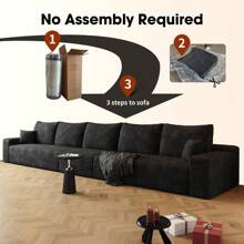 LUCKHAO 168" Cloud Sectional Couch,Modern Modular Sofa With Deep Seat, Upholstered Couches For Living Room Bedroom,No Assembly Required - 5座(黑色) - 查看 3