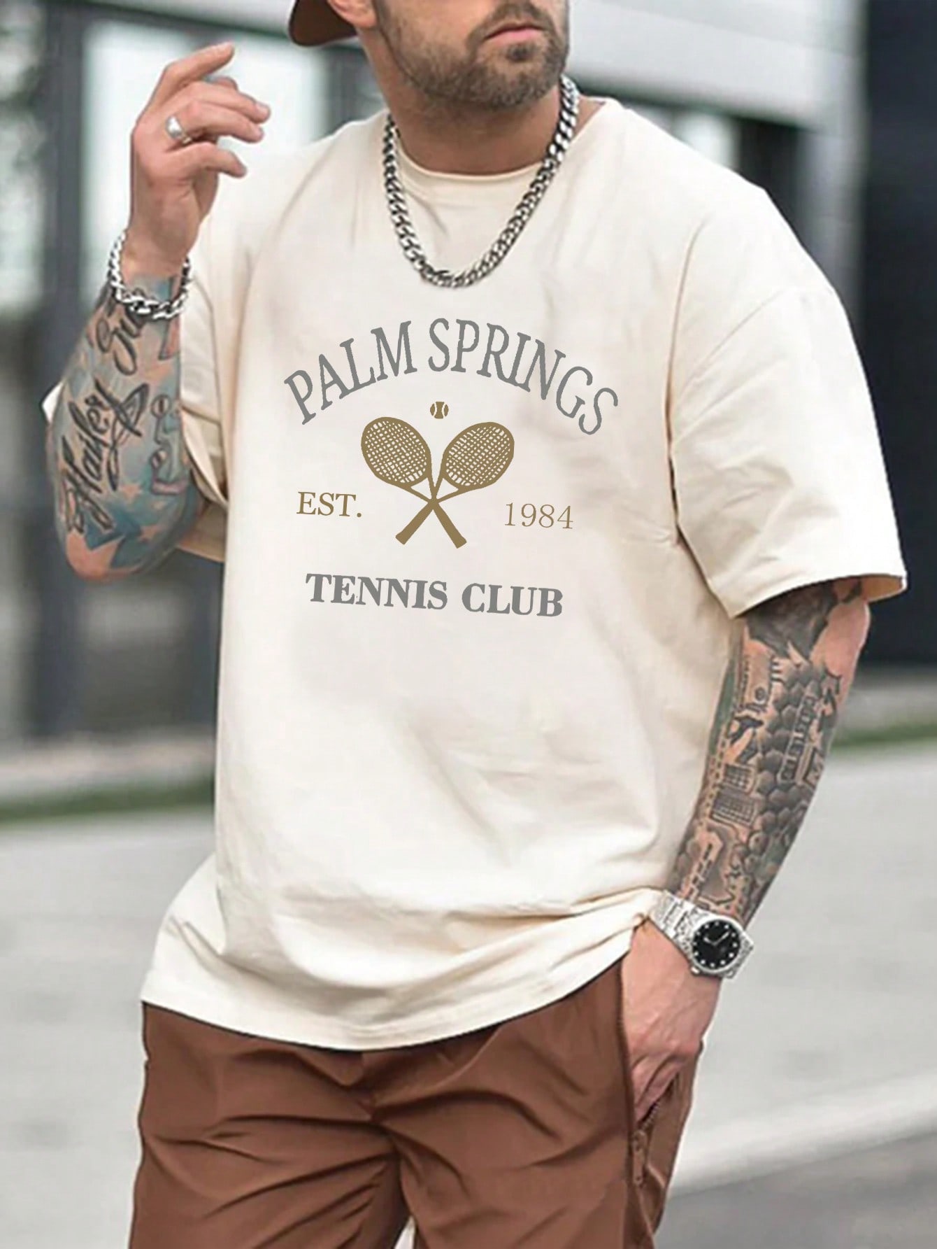 Men's Casual Letter Printed Round Neck Short Sleeve T-Shirt, Summer