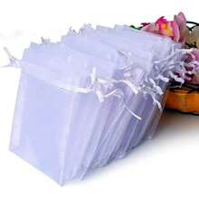 10/50/100pcs White Gift Packaging Bags, White Organza Candy Bags For Dinner Table, Various Festival Party Packaging Supplies, Holiday Home Goods, Wedding Party Gift Packaging