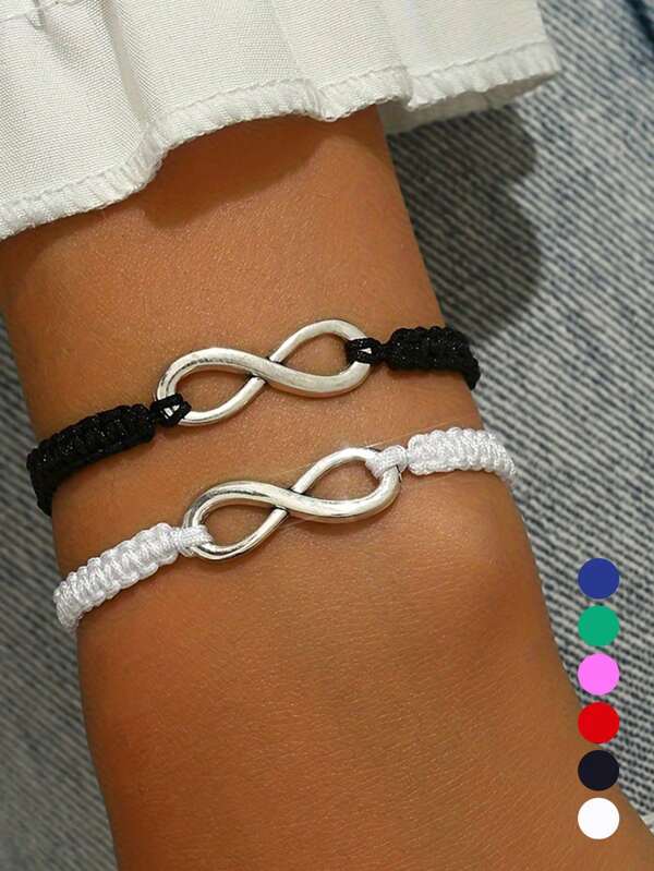 Unendlichkeitssymbol Charm geflochten Seil Armband Set verstellbar Handgelenksband für Paar Freunde Mode Freundschaftsarmbänder für Frauen Männer Valentinstag Geschenk