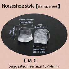 3 sets de protectores de tacón de aguja, puntas de repuesto para tacones, silenciosos y amortiguadores de impactos, almohadillas de reparación resistentes al desgaste, tapas de tacón en forma de U y en forma de media luna - 3 juegos transparentes - Ver 5