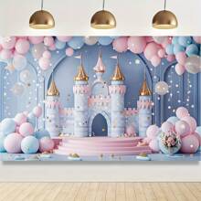 Dream Castle Fairytale Birthday Background, Complete With Pink Balloons And Soft Rainbows, Princess Party Decorations, Fantasy-Themed Photography Banners Suitable For Birthday Celebrations - Multicolor - View 3