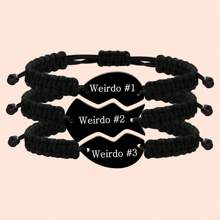 3 PCS Friendship Bracelets For 3 Best Friend Couples With Engraved Stainless Steel Adjustable Handmade Cord Relationship Bracelets For Daughters Family Besties Sisters Granddaughters