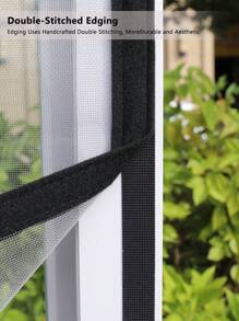 1PC Màn cửa sổ hai mặt có thể sử dụng, lắp đặt bằng móc và vòng tự dính, có thể tái sử dụng, dễ lắp đặt, bảo vệ chống muỗi và côn trùng cho cửa ra vào và cửa sổ - Xám - Xem 5
