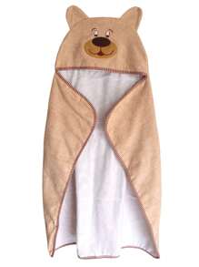 Luxury Plush Baby Towel Lined With 100% Cotton Diaper Fabric And Animal Hood - 卡其色小熊 - 查看 4