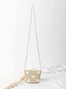 1 Piece Of Children's Mini Cute Beach Straw Bag, Small Daisy Shoulder Crossbody Bag, Children's Sundries Storage Bag. - Multicolor - View 8