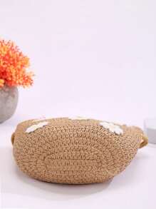 1 Piece Of Children's Mini Cute Beach Straw Bag, Small Daisy Shoulder Crossbody Bag, Children's Sundries Storage Bag. - Multicolor - View 10