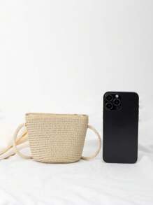 1 Piece Of Children's Mini Cute Beach Straw Bag, Small Daisy Shoulder Crossbody Bag, Children's Sundries Storage Bag. - Multicolor - View 11