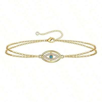 女士手链 14K 镀金精致链条简约珠宝可爱手工制作简约女士款