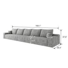 LUCKHAO 168" Cloud Sectional Couch,Modern Modular Sofa With Deep Seat, Upholstered Couches For Living Room Bedroom,No Assembly Required - 5座(灰色) - 查看 2