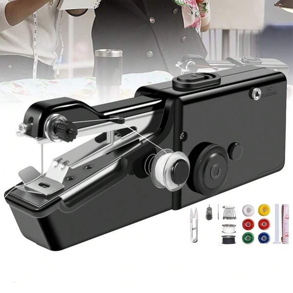 Kabellose tragbare elektrische Nähmaschine mit Nähzubehör, Handheld-Mini-Nähmaschine für Anfänger, manuelle Nähmaschine, Handnähmaschine für Kleidung, Vorhänge, Zuhause, Reisen