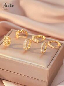 Hihho 3 paires de boucles d'oreilles charmeuses et simples à design de blé, boucles d'oreilles à forme de double cercle classique, cadeau de bijoux pour femmes pour les jours fériés et les utilisations quotidiennes