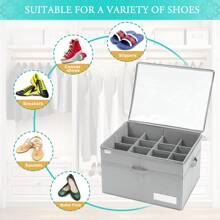 LUVHOMEE - Organizador de zapatos para clóset, se adapta a 16 pares, contenedores de almacenamiento grandes para zapatos, contenedores plegables transparentes con soporte inferior, soporte para - Negro - Ver 10
