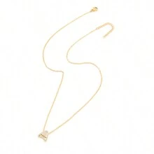 Collar con colgante de letra-, collar de cadena de acero inoxidable para mujer - Plateado - Ver 3