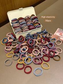 50 件彩色橡皮筋 可爱小女孩松紧带和发带 发饰