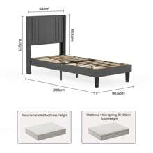 Bed Frame With Upholstered Headboard, Platform Bed Frame With Wooden Slats And Storage Space Under The Bed - 深灰色 - 查看 4