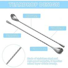 6 Pcs 12 Inch Bar Mixing Spoon Cocktail Spoon Stainless Steel Bar Long Spoon With Spiral Pattern Rose Gold - 玫瑰金 - 查看 5