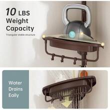 WSBArt - Organizador de ducha resistente – 4 niveles ajustable, acero inoxidable inoxidable, 32-122 pulgadas - Marrón - Ver 6