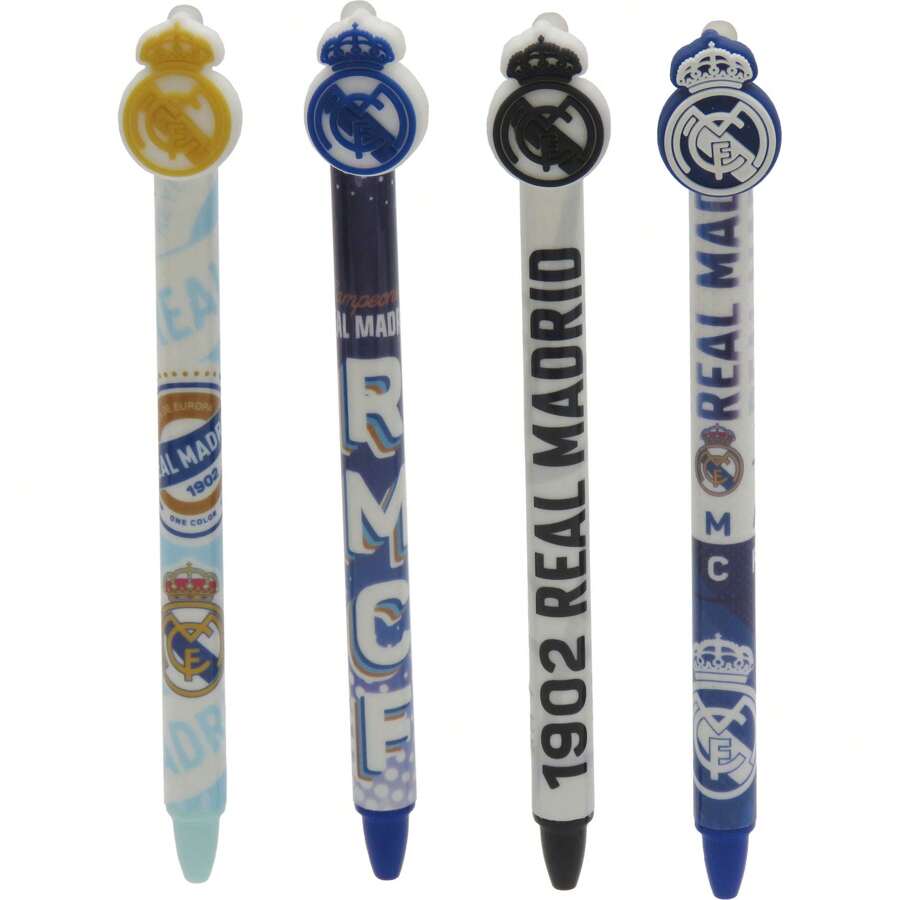 Real Madrid Erasable Pen Licensed - Erasable Pen With Thermosensitive Ink That Erases Without Stains And Built-In Eraser That Does Not Damage Paper - Multicolor - View 1