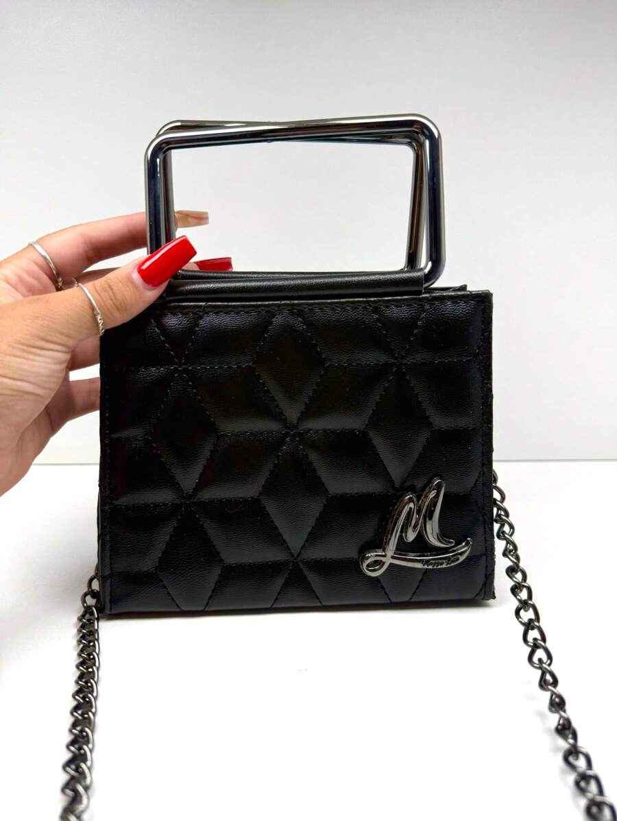 Women's Handbag With Chain Strap GRAPHITE Small Paris Party Luxury Wedding Graduation Nightclub Church.