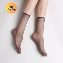 1/5/10双装女士透明尼龙短袜，超薄隐形弹力袜