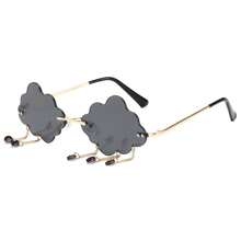 European And American Frameless Cloud Hanging Water Drop Funny Fashion Glasses For Men And Women, Unique Photography And Selfie Accessories For Summer Beach Vacation,Outdoor,Travel