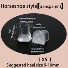 3 sets de protectores de tacón de aguja, puntas de repuesto para tacones, silenciosos y amortiguadores de impactos, almohadillas de reparación resistentes al desgaste, tapas de tacón en forma de U y en forma de media luna - 3 juegos transparentes - Ver 7