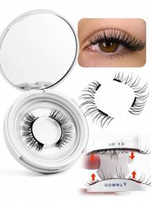 MAGEFY 1 Pair CC Curl Magnetic Eyelash Kit - Natural Looking Reusable False Eyelashes With Magnetic Clips, 8-12mm Faux Mink Lashes For Everyday Wear, Waterproof,Comic Eyelash Glue Free, Comic Pointed Tail Style Mixed Style, Elongated Eye Tail Enlarges Both Eyes,Fluffy Slim For Everyday Use Manga Eyelashes, Travel Essentials ﻿ - 自然纖長款 - 查看 4
