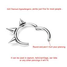 1PC Punk Septum Nose Ring Hoop G23 Titanium Hypoallergenic Hinged Lip Ring 16G 18K Gold Plated Spiked Nose/Lip Puncture, Cartilage Earring,Hoop Nostril Piercing Jewelry For Unisex ,Black Helix Tragus Ear Lobe 8mm 10mm Women And Men Body Pierecing Jewelry