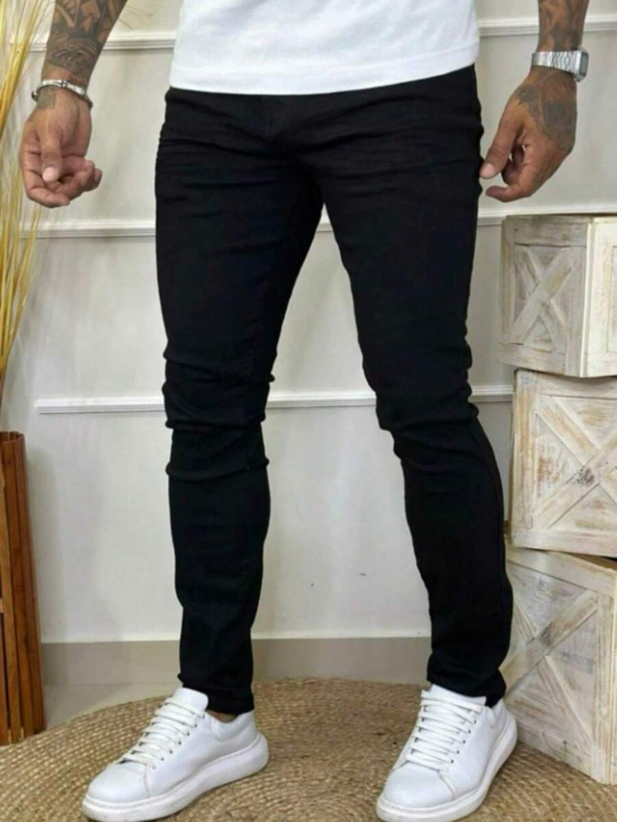 Calça Preta Masculina Skinny - Preto - Visão 1