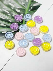 Set de 5 cuentas acrílicas transparentes de 21*22mm con diseños de caritas felices y huellas de gato para hacer DIY como diademas, pulseras, collares, correas para teléfono, llaveros y accesorios para el cabello - Multicolor - Ver 12