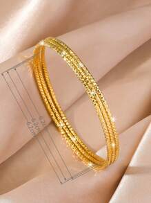 Juego de 3 piezas de pulseras brazaletes de estilo minimalista con patrón ondulado metálico plateado, apropiado para regalos, uso diario y fiestas
