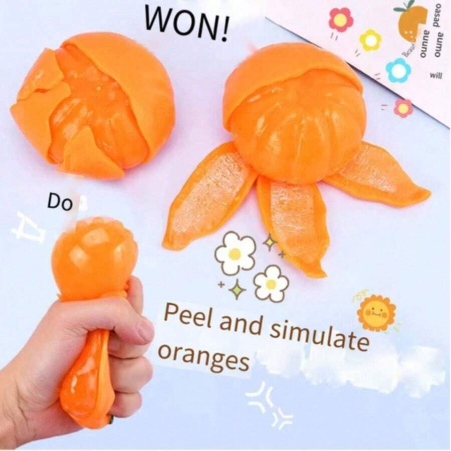 1 pieza Juguete suave de naranja pelando realista, favores divertidos, juguetes antiestrés rebotables amarillo naranja, juguetes de compresión de rebote lento, gadgets para aliviar el estrés, excelentes como regalos de cumpleaños, regalos para el Día de San Valentín, relleno de bolsas de regalo, relleno de cestas de Pascua, regalos de amuletos de la suerte