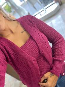 Women Sweater Co-Ords - 玫瑰紅 - 查看 4