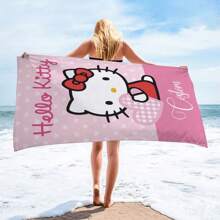 Sanrio Sanrio Hello Kitty anpassbare Strandtuch, schnelltrocknend und saugfähig aus Polyester, weich und bequem in Einzelgröße für Strand, Poolpartys, Fitness, Yoga, Schwimmen, multifunktional, anpassbar, süß, bequem, stylisch, weich, niedlich, hochwertig, ideales Geschenk für ihn, ideales Geschenk für sie, sie, Freundin, Esszimmer, zum Valentinstag, zu Jahrestagen, zu Hochzeiten, zu Muttertag, zu Geburtstagen, zu Vatertag, zur Graduierung, zum Einzug, Sommerurlaub, Badezimmerdekoration, Reiseaccessoires, Strandaccessoires, sonnige Reise