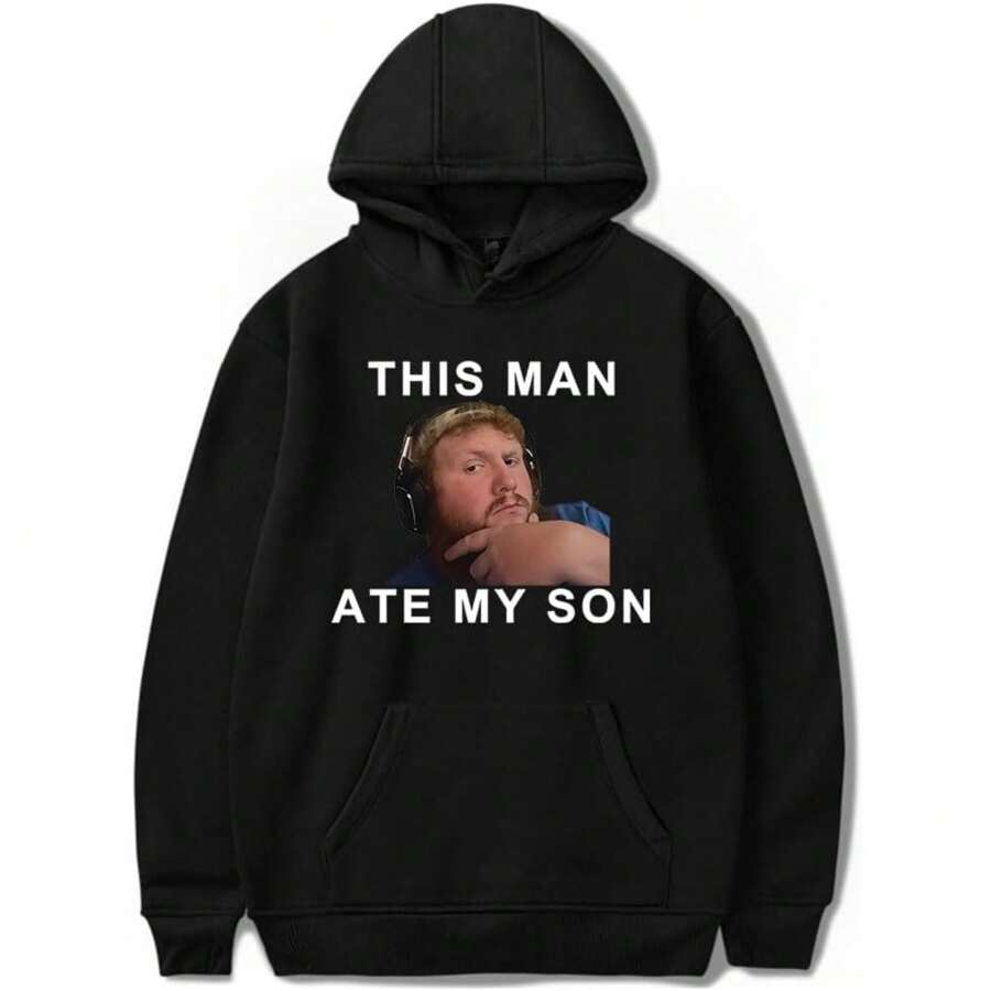 Caseoh This Man Ate My Son Merch Hoodies Man Woman Sweatshirts Printed Casual Clothes - màu đen - Xem 1