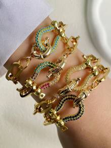 STYLEVER 1pc Gold Horseshoe Buckle Chain ,Carabiner Lock Clasp Chain,Gold Screw Clasp Link Chain ,Gold Horseshoe Buckle Chain,U-Shaped Buckle Bracelet,Colorful Horseshoe Bracelet