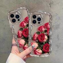 Una moderna funda para teléfono con temática de rosas, adecuada para  16, 15, 14, 13, 12, 11 Pro Max, que es hermosa y perfecta como regalo de San Valentín.