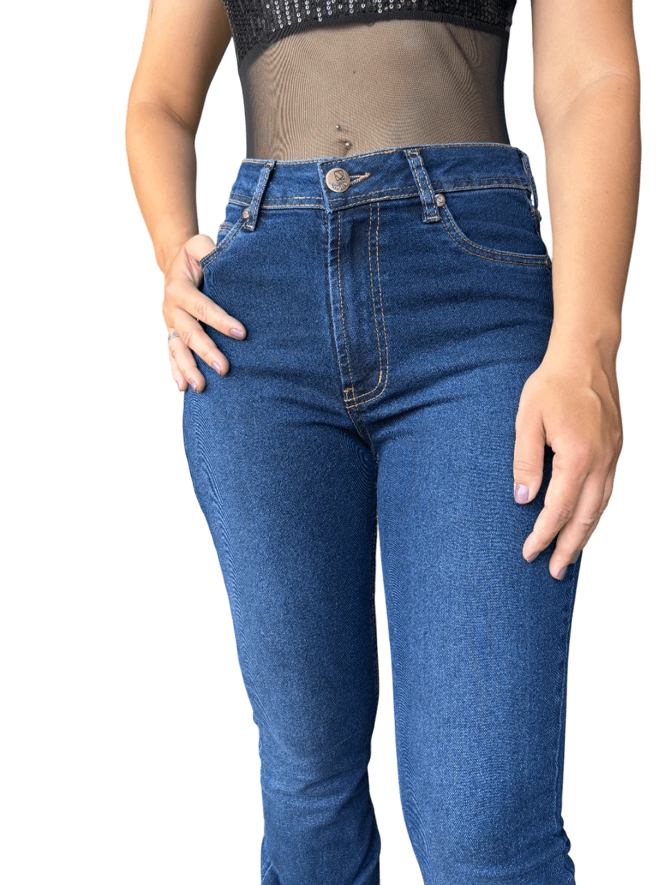 Women's Country Flare Jeans High Waist With Elastane - 藍色 - 查看 1