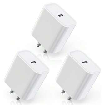 1-3 个 20W PD 快速充电壁式适配器兼容三星 S25 系列、17 Pro Max/17 Pro/17 Plus/17/16/15/14/13/12/11/XS/XR、三星 S25/S24/S23/S22/S21/S20 Ultra Plus 系列