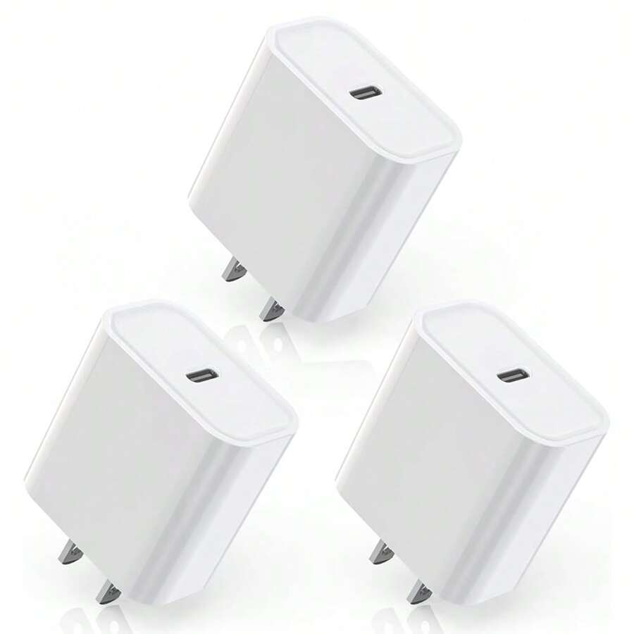 1-3 个 20W PD 快速充电壁式适配器兼容三星 S25 系列、17 Pro Max/17 Pro/17 Plus/17/16/15/14/13/12/11/XS/XR、三星 S25/S24/S23/S22/S21/S20 Ultra Plus 系列 - 美規A型插(110-127V) - 查看 1