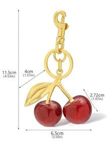 1pc Cherry Shaped Crystal Pendant, New Arrival Large Cherry Pendant With Keychain Clip, Sparkling Resin & Metal Cherry Charm Keyring For Women Wallet And Bags Valentine's Day Car Accessories Bag Charm Backpack For School