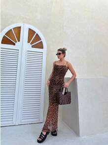 Elegant Tulle Dress With Delicate Straps - Óxido marrón - Ver 1