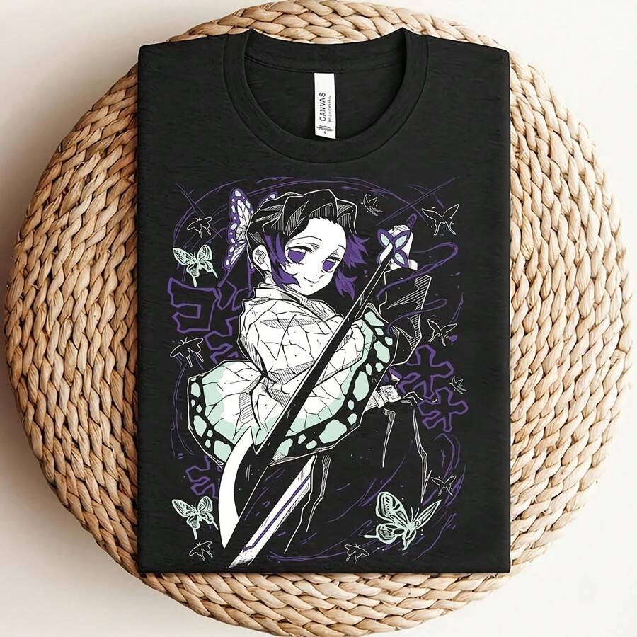 Shinobu , Poison Hashira , , Anime , Anime Graphic Tee, Uni , Gift Him, Gift Her, Otaku - Black - View 1