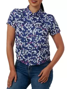 Blusa tipo camisa floreada color azul TE AMOMO - Azul - Ver 2